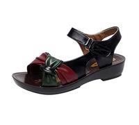 Red Mule Clogs for Women, Cross Strap Platform Wedge Sandals, Vintage Closed Toe Summer Shoes, Soft Sole Slope Heel Casual Slippers, Outdoor Beach Sports Walking Sandals