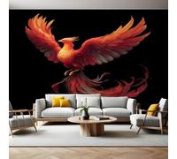 Red Mural Wallpaper Cartoon Flying Phoenix Photo Wallpaper 3D Effect 200 x 140 cm Non-Woven Wall Mural Home Bedroom Living Room Tv Background Poster Decoration
