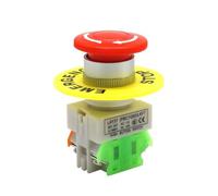 Red Mushroom Cap 1NO 1NC DPST Emergency Stop Push Button Switch AC 660V 10A Switch Equipment Lift Elevator Latching Self Lock
