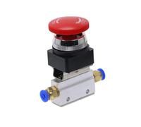 Red Mushroom Cap Emergency Stop Button Self Lock 2 Position 3 Way Air Pneumatic Mechanical Valve MOV-3 1/8 Inch Thread 1Pcs(6mm)