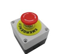 Red Mushroom Cap Plastic Shell DPST Emergency Stop Push Button Switch AC660V 10A Equipment Lift Elevator Latching e-Stop Switch