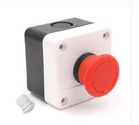 Red Mushroom E-Stop Push Button Switch Station, IP65-Rated ABS & Metal Housing, 22 mm, AC220V 10A, for Industrial Control and Shutdown