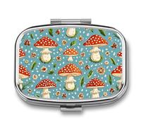 Red Mushroom Pill Case Travel Portable Pocket Pill Box 2 Compartment Medicine Case Large Capacity Daily Pill Case Vitamin Organizer Medicine Organizer Small Pill Box