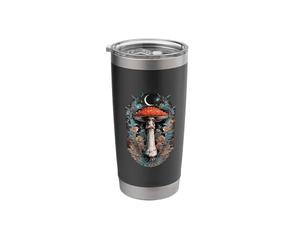 Red Mushroom Witchy Nature Art Crescent Moon Floral Stainless Steel Insulated Tumbler