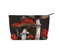 Red Mushrooms 1 Printed Corduroy Makeup Bag for Travel & Daily Use, Stylish Pouch Purse Case Cosmetic Bags Organizer for Women