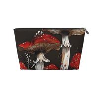 Red Mushrooms 1 Printed Travel Cosmetic Bags with Silver Zipper Makeup Organizer Cosmetic Case Toiletry Bag for Women Mom Girls