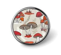 Red Mushrooms Badge,Comfort Light in Weight Round Emblem Cute Funny Decor Brooch Smooth Does Not Fade Badges for Hats Jackets Coat Shirt