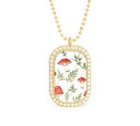 Red Mushrooms Brilliant White Diamond Necklaces Dainty Pendant Necklace Trendy Metal Jewelry Gift for Women