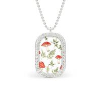 Red Mushrooms Brilliant White Diamond Necklaces Dainty Pendant Necklace Trendy Metal Jewelry Gift for Women