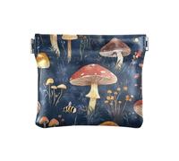 Red Mushrooms Forestry Blue Women's Small Leather Coin Purse Wallet Convenient Mini Cosmetic Case for Women Girls