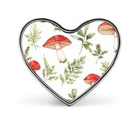 Red Mushrooms Heart Metal Badge Printed Brooches Cute Button Decorations Pins for Backpack Clothing