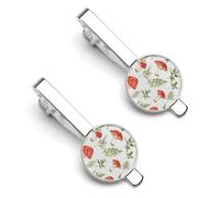 Red Mushrooms Men's Novelty Tie Clips Round Metal Tie Bar Jewelry Gift for Daily Business Anniversary 5.5x2.2cm