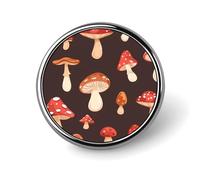 Red Mushrooms Pattern Metal Round Badge Pattern Printed Button Badge Personalized Circle Badges 1"