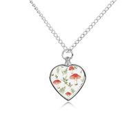 Red Mushrooms Pet Urns Necklace Jewelry Printed Heart Pendant Cremation Ashes Necklaces Keepsake with Funnel Kit