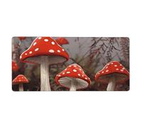 Red Mushrooms Print Large Gaming Mouse Pad (90x40cm / 36x16in) Extended Desk Mat for Gaming & Work