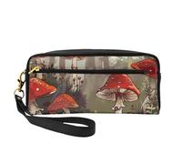 Red Mushrooms Printed Cosmetic Bags for Women Mom, Stylish & Portable Leather Makeup Bag Cute Gifts Travel Toiletry Bag with Zipper