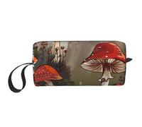 Red Mushrooms Printed Makeup Bag Simple Travel Cosmetic Bags Waterproof Cosmetic Case Toiletry Bag Organizer for Women Mom Girls