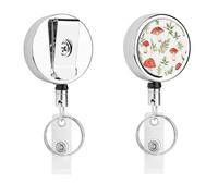 Red Mushrooms Retractable Keychain Heavy Duty Metal Badge Reels for Name Card Key Conferences Office