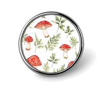 Red Mushrooms Round Metal Brooches 1 Inch Decorative Badges Exquisite Decorations Pins for Clothing
