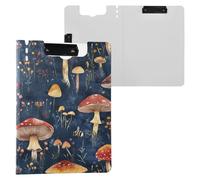 Red Mushrooms Royal Blue Foldable Clipboard with Storage Double Metal Clips Pen Holder Clip Board with Hard Cover Clipfolio Office Supply