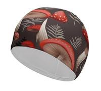 Red Mushrooms Swim Cap for Women Men Swimming Hat Bath Waterproof Pool Caps for Long Thick Curly Hair