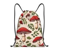 Red Mushrooms Title: Lightweight Drawstring Duffel Bag â€“ Water-Resistant Foldable Gym Sack with Adjustable Shoulder Strap, Ideal for Sports, Yoga, Travel and School