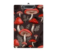 Red Mushrooms1 Acrylic Clipboard A4 Letter Size Standard Clipboard with Metal Profile Clip, Hanging File Holder for Teacher, Social Worker, Office Supplies 8.5 X 12.5 Inch
