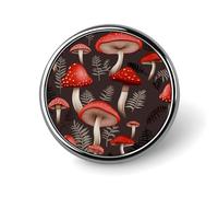 Red Mushrooms1 Badges Pin, Personalized Exquisite Round Badge, 1 Inch Button Pins for Women And Men, Decorative Metal Round Brooch for Clothing, Backpacks, And Hats