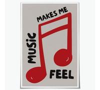 Red Music Notes Canvas Wall Art Trendy Minimalist Music Poster Prints Musical Notes Music Aesthetics Posters Wall Decor for Music Room Classroom 12x18inch Unframed