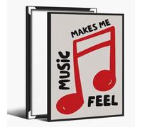 Red Music Notes Canvas Wall Art Trendy Minimalist Music Poster Prints Musical Notes Music Aesthetics Posters Wall Decor for Music Room Classroom 8x12inch black framed