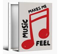 Red Music Notes Canvas Wall Art Trendy Minimalist Music Poster Prints Musical Notes Music Aesthetics Posters Wall Decor for Music Room Classroom 16x24inch Framed