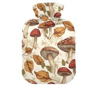 Red Mysterious Mushroom Leaves Water Bottle for hot Water with Soft Cover, 2L hot Water Bag for Hand Feet Warmer, Hand Feet Warmer, Bolsa Caliente para Dolores Menstrual