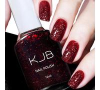 Red Nail Polish, Glitter Nail Polish Glittre Red Nail Varnish, Quick Dry nail polish, Long Lasting, Chip Resistant, Non-Toxic, Quick Drying, No Need UV Lamp Curing for At Home (23#)