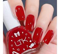 Red Nail Varnish - Red Nail Polish Quick Dry - Long Lasting Breathable Nail Polish - High Glossy Water Based Burgundy Nail Varnish - No Need Cure Chip Resistant for Women DIY Manicure