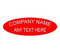 Red name badge oval engraved 90mm x 30mm no border