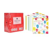 Red Napkins 100pk & Happy Birthday Napkins 100pk Disposable Eco-Friendly Party Tableware Bundle