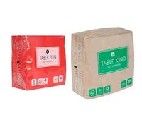 Red Napkins 100pk & Kraft Brown Napkins 100pk Disposable Eco-Friendly Party Tableware Bundle