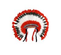 Red Native American Indian Chief Feather Headdress