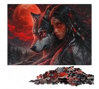 Red Native American Wolf Colourful Wooden Puzzle for Adults, 500 Pieces | Piece-by-piece progress: a clear build method on quiet evenings.