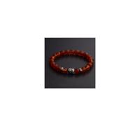 (Red) Natural Gemstone Beads Buddha Head Beaded Men Womens Lava Rock Handmade Bracelet