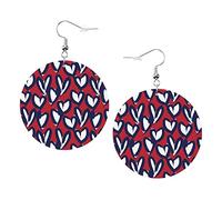 Red Navy Heart Earrings Mexican Food Round Shape Leather Earring Lightweight Dangle Women Girls Jewelry Perfect For Everyday Wear