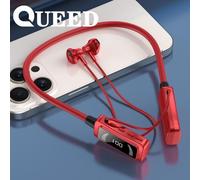 (red) Neck-mounted Wireless Bluetooth Headset with Digital Display and Ultra-long Standby Neck-mounted Headset with Ear Return