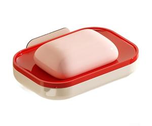 Red No Drill Soap Dish Wall Mounted Single Plastic(Single)