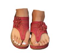 Red Non Slip Sandals For Women Uk 2026,Flowers Wide Width Flip Flops Arch Support Wedge Sandal Flats Slides Non Slip Slippers Causal Comfortable Dressy Summer Beach Outdoor Platform Shoes