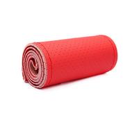 (Red) Non-Slip Soft Artificial Leather 38cm Car Steering Wheel Cover With Needles