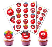 Red Nose Faces Party Pack - Edible Cupcake Toppers on Wafer or Icing - Various Sizes - Fun Red Themed Edible Cake Decorations for Cupcakes, Cookies, Muffins, Brownies & More!