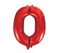 Red Number 0 Shaped Large Foil Balloon (86cm) 1 Piece - Perfect for Birthday Parties and Special Events