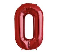 Red Number 0 Small Foil Balloon, 35cm