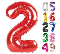 Red Number 2 Balloon 40 Inch, 2nd Birthday Decoration for Toddlers Girls Boys, Sparkling 2 Number Balloon Party Decor
