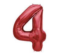 Red Number 4 - Large Helium Foil Balloon - Birthday Party Wedding Anniversary Decoration - 101cm (2 Pack)